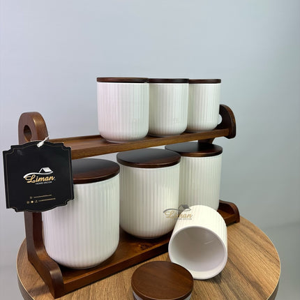 Bavary Line Kruidenset met Stand met acacia hout