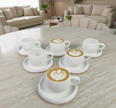 Bavary Lines ( BONDY LINE ) koffieset 12 Delig | 6 Persoons Wit