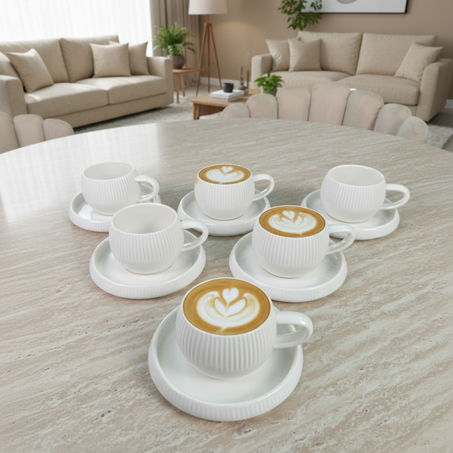Bavary Lines koffieset 12 Delig | 6 Persoons Wit