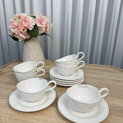 Bavary Parel Koffieset 12 Delig | 6 Persoons Wit