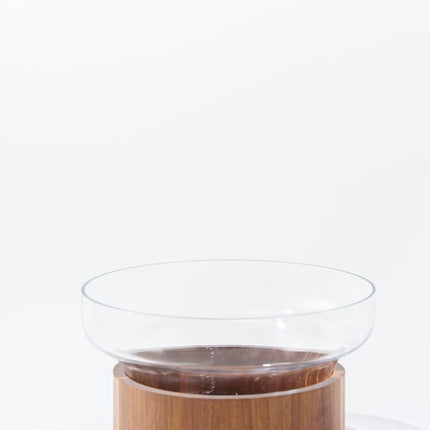 Bavary Rustic Wood glazen schaal met stand | 27 cm