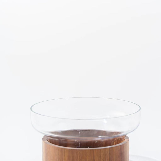 Bavary Rustic Wood glazen schaal met stand | 27 cm