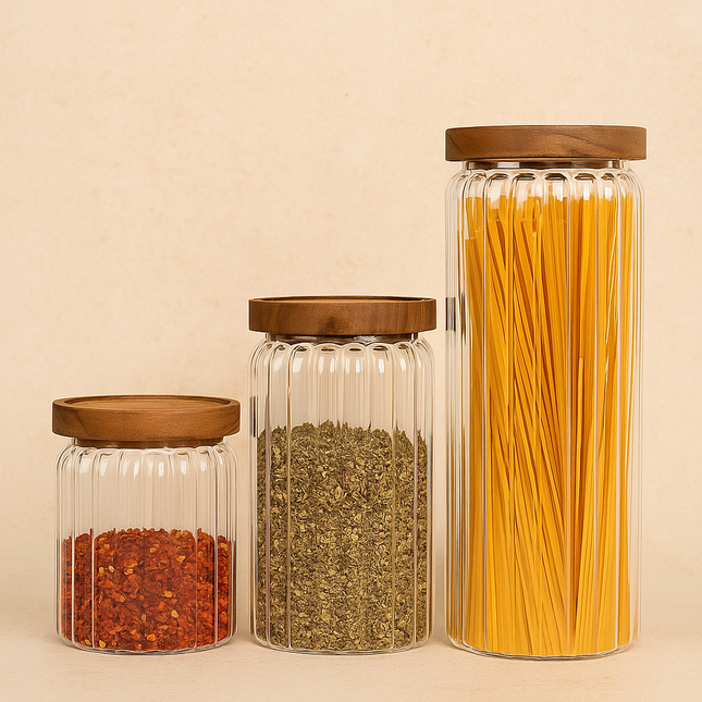 Bavary Rustic Wood Voorraadpotten 3 Delig