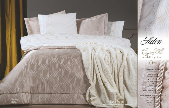 Bella Bella Home Aden Bed Spreiset 10 delig Beige
