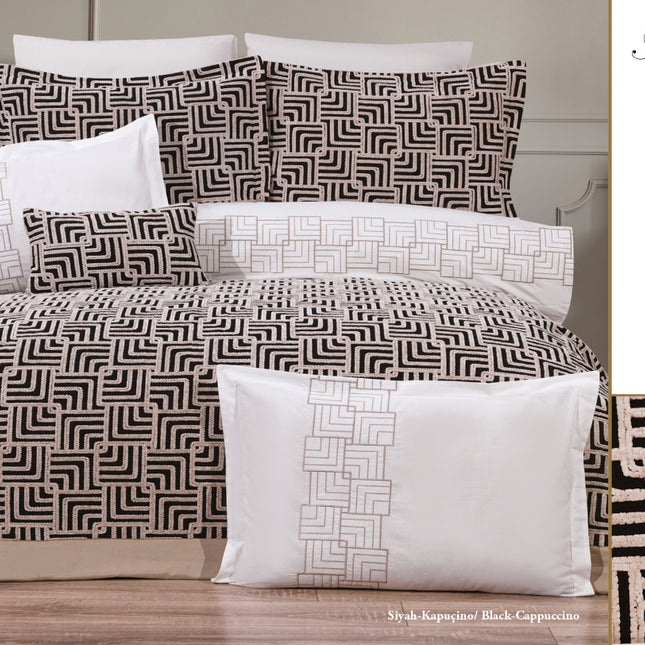 Bella Bella Home Anastasia Spreiset 10 delig Black - Cappuccino