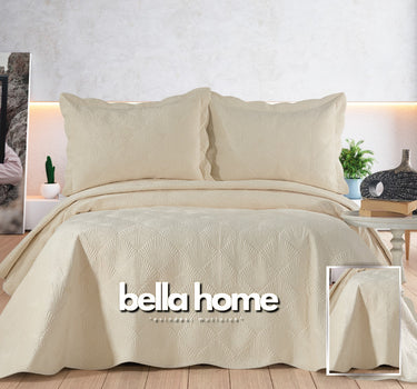 Bella Bella Home Arzen fluweel Bedsprei 2 persoons Cream