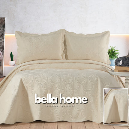 Bella Bella Home Arzen fluweel Bedsprei 2 persoons Cream