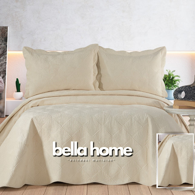 Bella Bella Home Arzen fluweel Bedsprei 2 persoons Cream