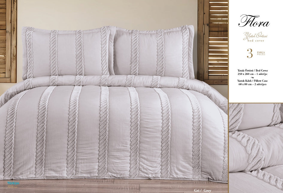 Bella Bella Home Flora Spreiset 3 delig Grijs