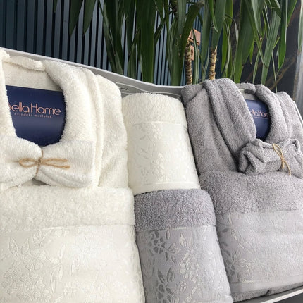 Bella Bella Home Jakarli Otantik Badjas Set Grijs - Wit 10 Delig