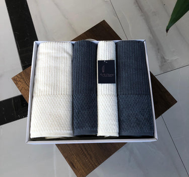 Bella Bella Home Ribble Handdoekenset 4 Delig Cream / Antraciet Blauw