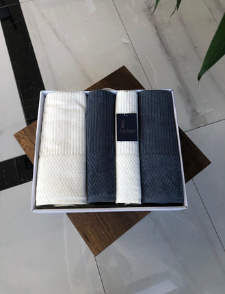 Bella Bella Home Ribble Handdoekenset 4 Delig Cream / Antraciet Blauw