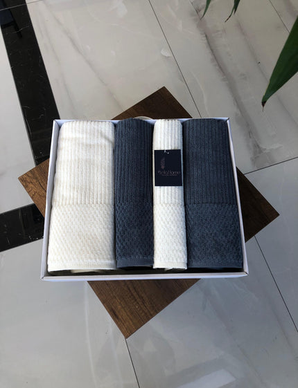 Bella Bella Home Ribble Handdoekenset 4 Delig Cream / Antraciet Blauw