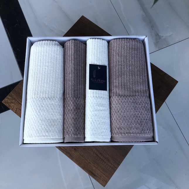 Bella Bella Home Ribble Handdoekenset 4 Delig Cream / Bruin
