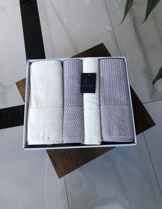 Bella Bella Home Ribble Handdoekenset 4 Delig Cream / Grijs