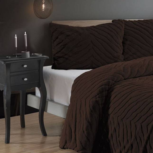 Bella Diamond 3-delige Zebra Bont Comforter (Dekbedset) – 220x240 cm – Bruin