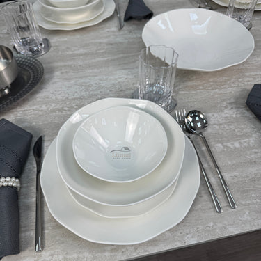 SÄNGER Rio Creme Tafelservies, 12-delig, aardewerk serviesset voor 4 personen, 4 x platte borden, 4 x dessertborden, 4 x kommen serviesset en schaal crème, voordeelcollectie
