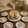BonBistro Retro Blauw flower Gebaksset 7 Delig
