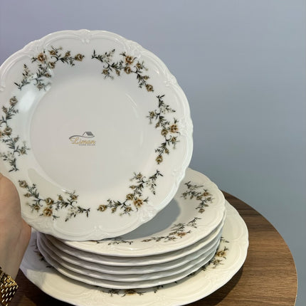 BonBistro Retro brown flower Gebaksset 7 Delig