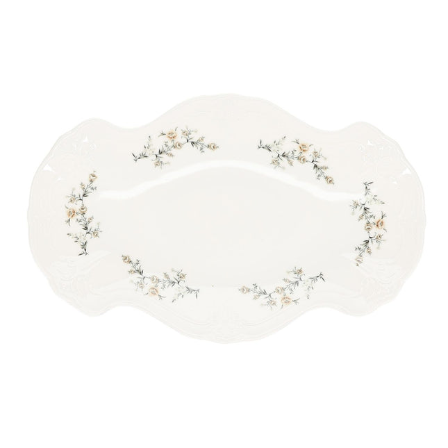 BonBistro Serveerschaal 39x25cm brown flower Retro