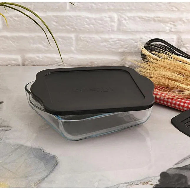 BORCAM Borcam Vierkant Ovenschaal Met Deksel Zwart | 2000cc