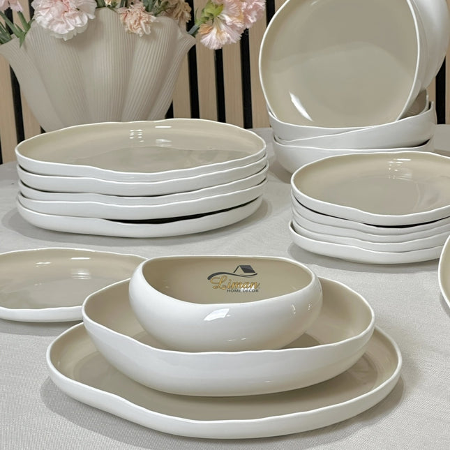 BRICARD PORCELAIN Barles / Cupido Beige Serviesset 25 Delig | 6 Persoons