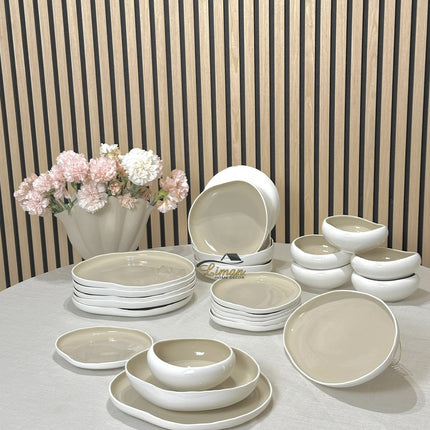 BRICARD PORCELAIN Barles / Cupido Beige Serviesset 25 Delig | 6 Persoons