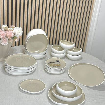 BRICARD PORCELAIN Barles / Cupido Beige Serviesset 25 Delig | 6 Persoons