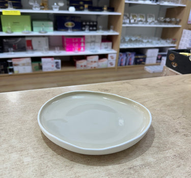 BRICARD PORCELAIN Barles / Cupido Taupe - White Plat bord 19,4 cm Per Stuk