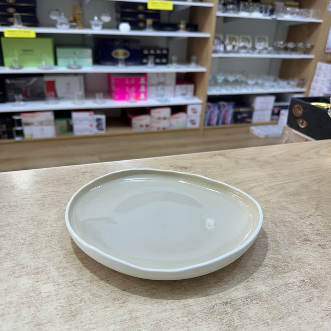 BRICARD PORCELAIN Barles / Cupido Taupe - White Plat bord 19,4 cm Per Stuk