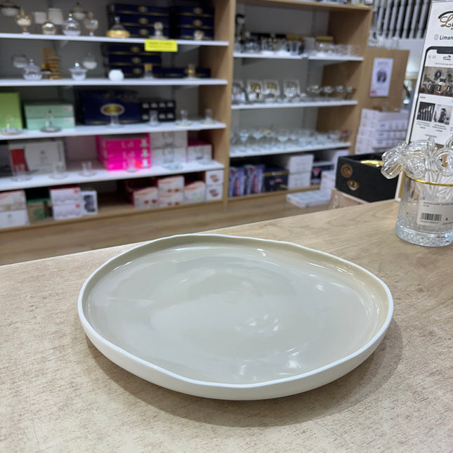 BRICARD PORCELAIN Barles / Cupido Taupe - White Plat bord 27,6 cm Per Stuk