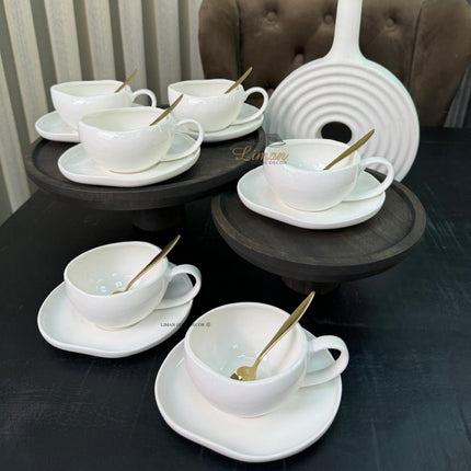 BRICARD PORCELAIN Barles / Cupido White KOFFIESET 12 DELIG | 6 PEROONS