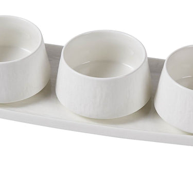 BRICARD PORCELAIN BELLON SCHALENSET | WIT RELIËF 4-DELIG