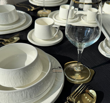 BRICARD PORCELAIN Bellon Servies set 27 delig | 6 persoons Wit Relief