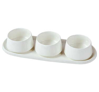 BRICARD PORCELAIN BELLON SNACK- / ONTBIJT SCHALENSET | WIT 4-DELIG