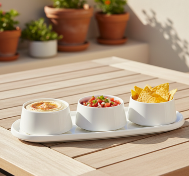 BRICARD PORCELAIN BELLON SNACK- / ONTBIJT SCHALENSET | WIT 4-DELIG