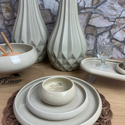 BRICARD PORCELAIN Bondy Taupe Serviesset 18 Delig | 6 Persoons