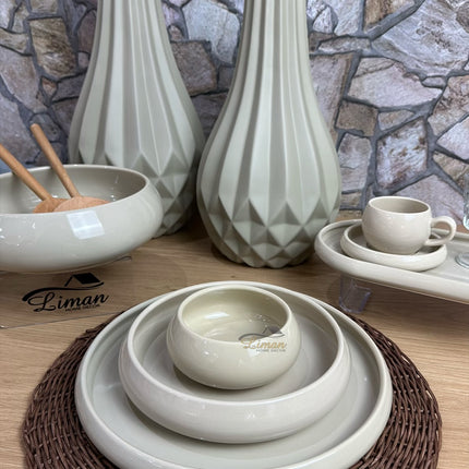 BRICARD PORCELAIN Bondy Taupe Serviesset 18 Delig | 6 Persoons