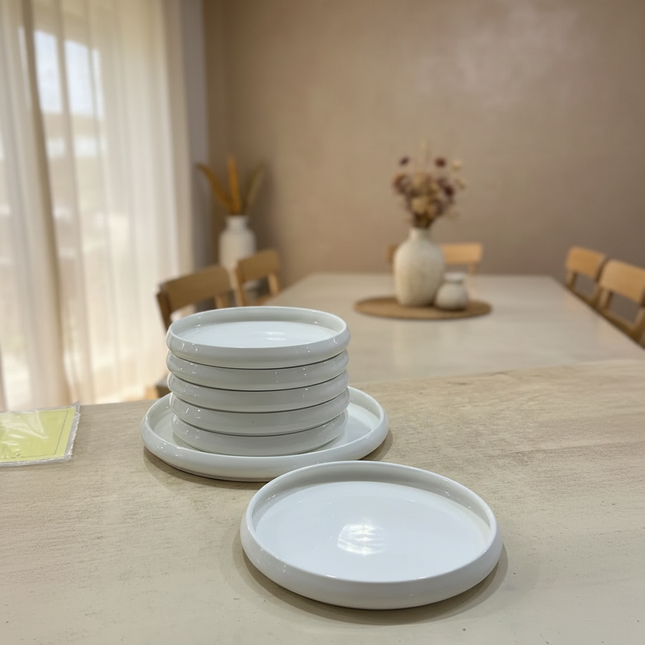 BRICARD PORCELAIN Bondy White Gebaksset 7 Delig | 6 persoons