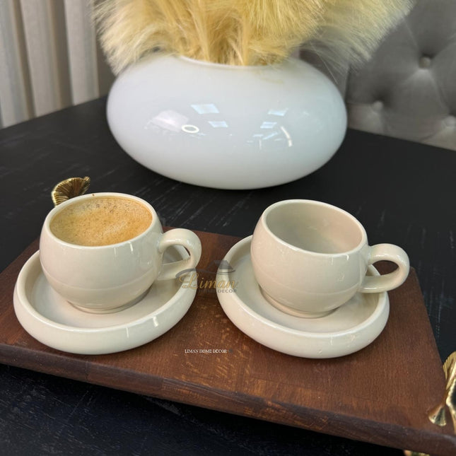 BRICARD PORCELAIN Bricard Bondy Espressoset 4 Delig | 2 Persoons Taupe