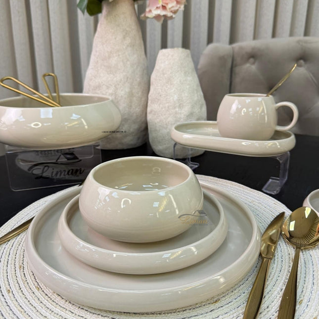 BRICARD PORCELAIN BRICARD BONDY SERVIESSET 18 DELIG | 6 PERSOONS TAUPE