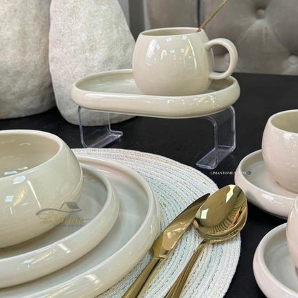 BRICARD PORCELAIN BRICARD BONDY SERVIESSET 18 DELIG | 6 PERSOONS TAUPE