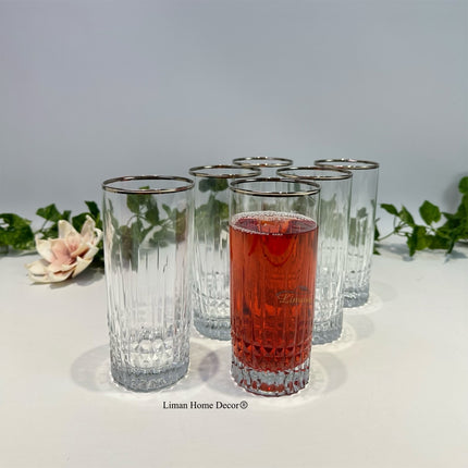 BRICARD PORCELAIN Bricard Celine Longdrinkglazen Zilver 6 Delig