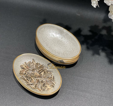 BRICARD PORCELAIN Bricard Crispy Ovaal Kommenset 18 x 11 cm Wit - Goud 6 Delig