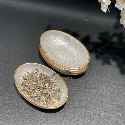 BRICARD PORCELAIN Bricard Crispy Ovaal Kommenset 18 x 11 cm Wit - Goud 6 Delig