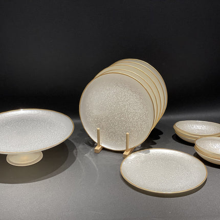 BRICARD PORCELAIN Bricard Crispy Ovaal Kommenset 18 x 11 cm Wit - Goud 6 Delig