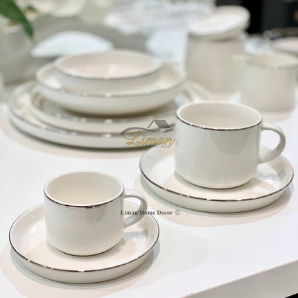 BRICARD PORCELAIN Bricard Lunel Espresso set 12-Delig | 6-Persoons Zilver