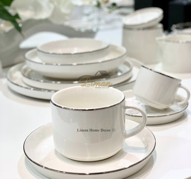 BRICARD PORCELAIN Bricard Lunel Koffie & Teaset 12 Delig Zilver