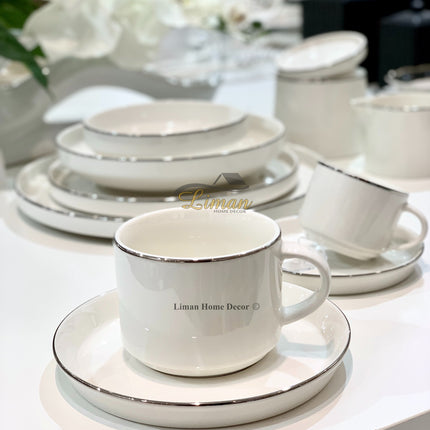 BRICARD PORCELAIN Bricard Lunel Koffie & Teaset 12 Delig Zilver