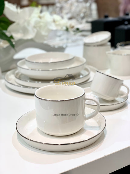 BRICARD PORCELAIN Bricard Lunel Koffie & Teaset 12 Delig Zilver